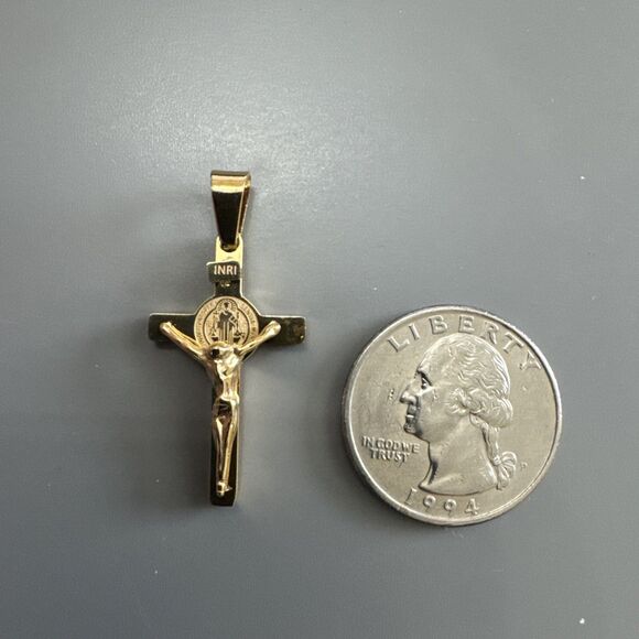 Stainless Steel Saint Jesus Christ Crucifix Pendant Chain Necklace Unisex Gold - Picture 3 of 6